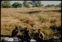 Scenery, "Water Hole": Boys sitting around a waterhole, surrounded by heavy grass
