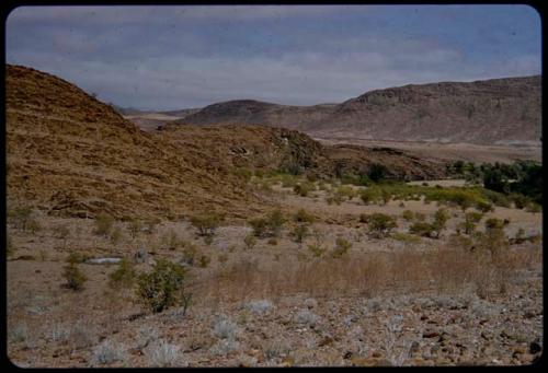 Abandoned village in a valley, view from a draw on the east side of the Hartmann Mountains