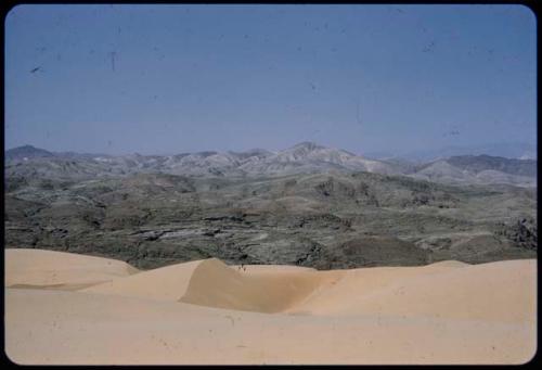 Ridge of sand dunes, with Angola mountains in the background