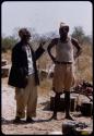 Shikongo, headman at Mulungo, talking to a guard who was sent by the Administration of Periera d'Eca (Ondjiva)