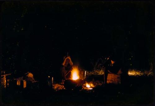 Campfire in the expedition camp at Hambia's living place