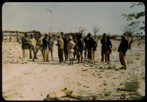 Group of people standing at William Hartley's kraal