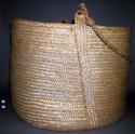 Large uncovered basket, finely plaited straw braid and sewed with straw