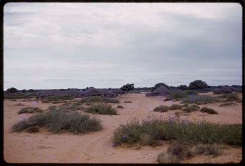 Huts, in the distance