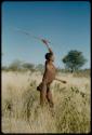 Spear, Throwing: Man throwing an assegai, view from the side