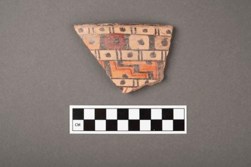 4 polychrome potsherds - geometric designs