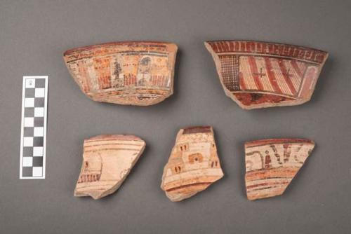 54 polychrome potsherds from dishes