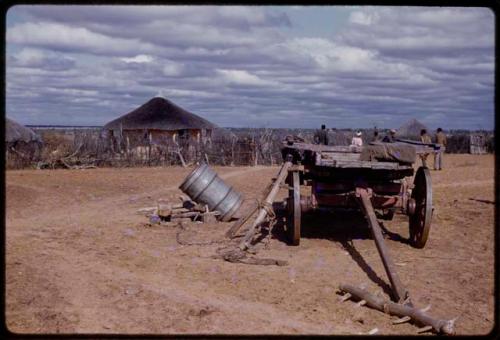 Cart, village in the background