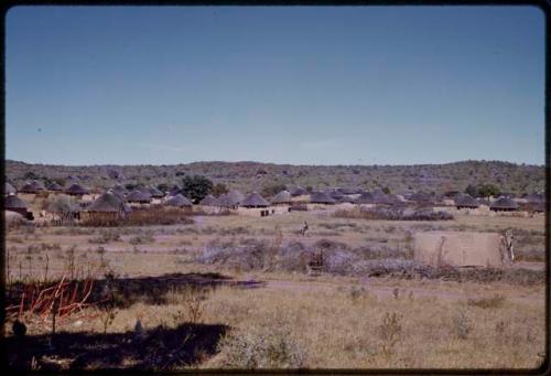 Huts, seen in the distance