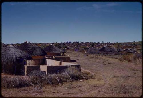 Town, road through huts