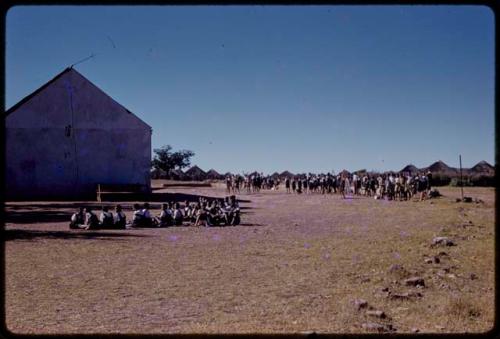 Students outside school building