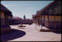 Police barracks, two goats outside