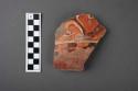 Large thick polychrome potsherd - red black and orange