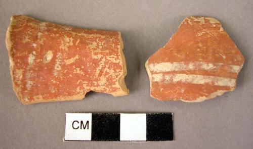 Pottery spout fragment; rim potsherd