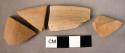 3 pottery rim sherds; 1 potsherd - wheelmade, and handmade buff ware