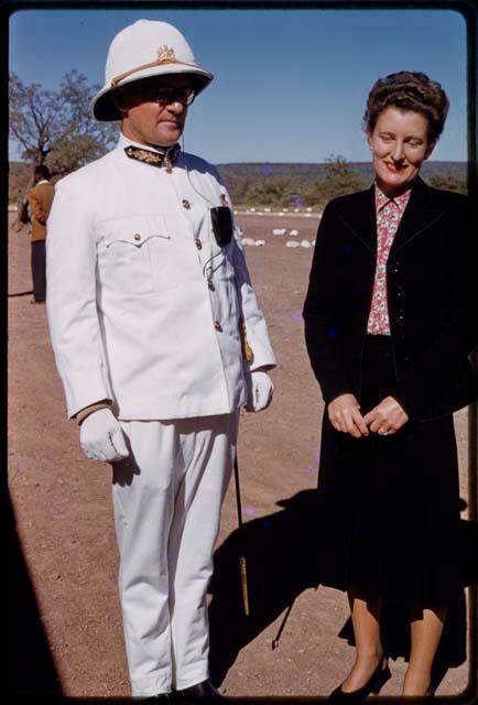 Cardron Grant and Mrs. Grant standing after Queen Elizabeth's birthday ceremony