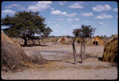 Huts and bare sandy ground