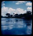 Distant view of Andara Mission from the Okavango River