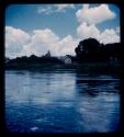 Distant view of Andara Mission from the Okavango River