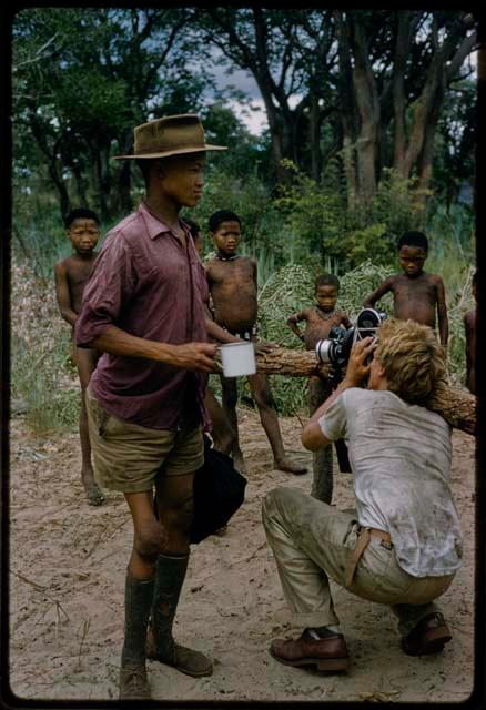 John Marshall filming boys standing around