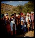 Franzfontein indaba, group of people, mostly women, standing