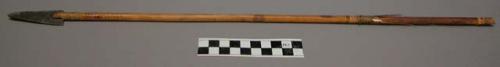 Wooden arrowshaft with iron arrowhead.