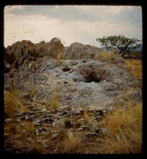 Wind erosion holes in rocks