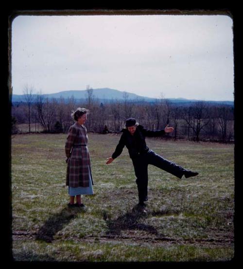 Lorna Marshall standing with another woman in a field