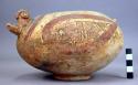 Polychrome pottery effigy bowl in form of bird - Cocle type