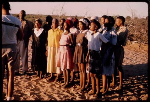 Choir singing at a school in the late afternoon