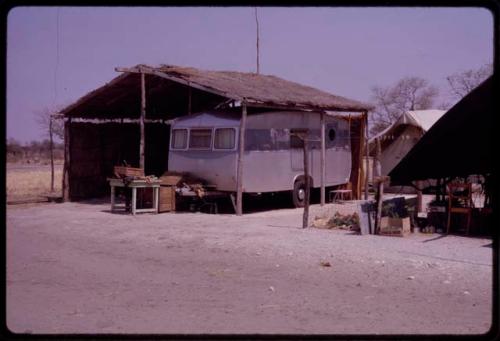 The McIntyres' trailer under a roof