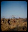 Expedition: John Marshall, Ngani, and //Ao walking on a hunt