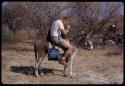 Nicholas England riding on a donkey