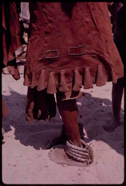 Close-up of kaross and anklets worn by a woman in pre-colonial (“traditional”) Herero dress