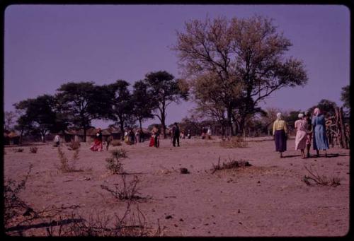 Group of people approaching a church