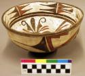 Polychrome pottery bowl - black, red, white