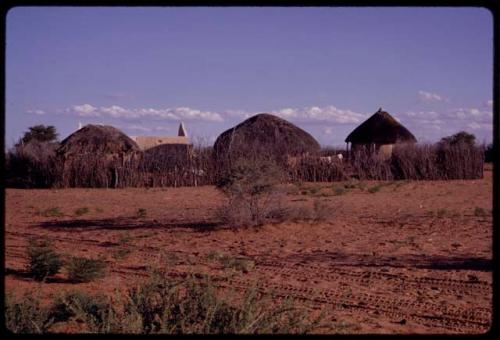 Huts and brush fence of Boy Moapane, brother of the Kgalagari chief