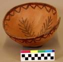 Navajo bowl with brown linear decoration on interior and exterior