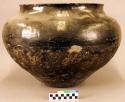 Large pottery storage jar. High shoulder, wide orifice, short neck, slightly ou