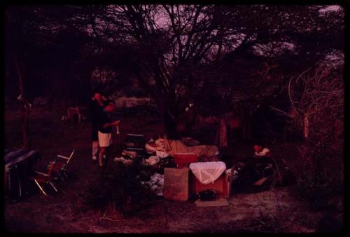 Expedition members waking up at camp