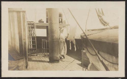 On board the United Fruit Company's Banana tramp "Gansfjord": ship deck