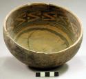 Ceramic bowl, carinated rim, pedestal base, red slip