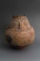 Effigy urn with modeled features and polychrome designs