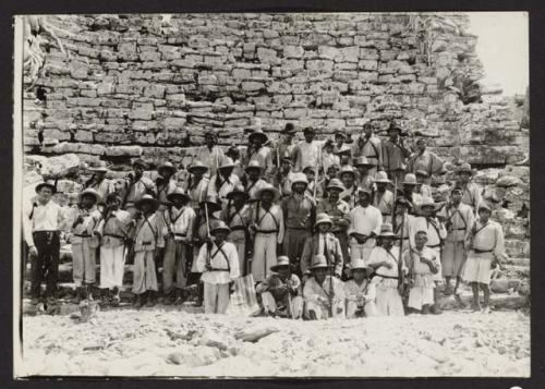 Indians on the steps of the Castillo, Tulum, 1922