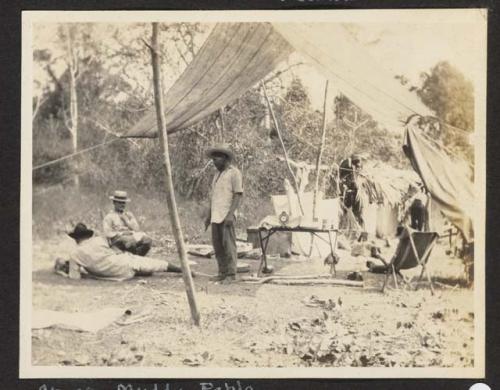 Cruce, Muddy, and Pablo at the camp, Ucanal, 1923