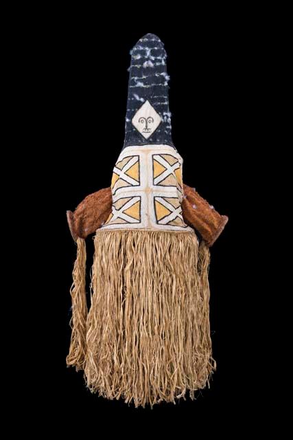 Ceremonial dance dress of bark cloth & raffia--representing male parrot