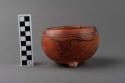Wooden model of 3/4 polychrome bowl with three legs