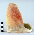 Ceramic partial vase, textured, red on brown, mended, sherd missing from base