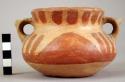 Yojoa polychrome pottery cooking pot, dimpled base & 2 handles, - dull buff with