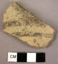 Potsherd - black glaze stripes on cream slip - copy of Middle Minoan?